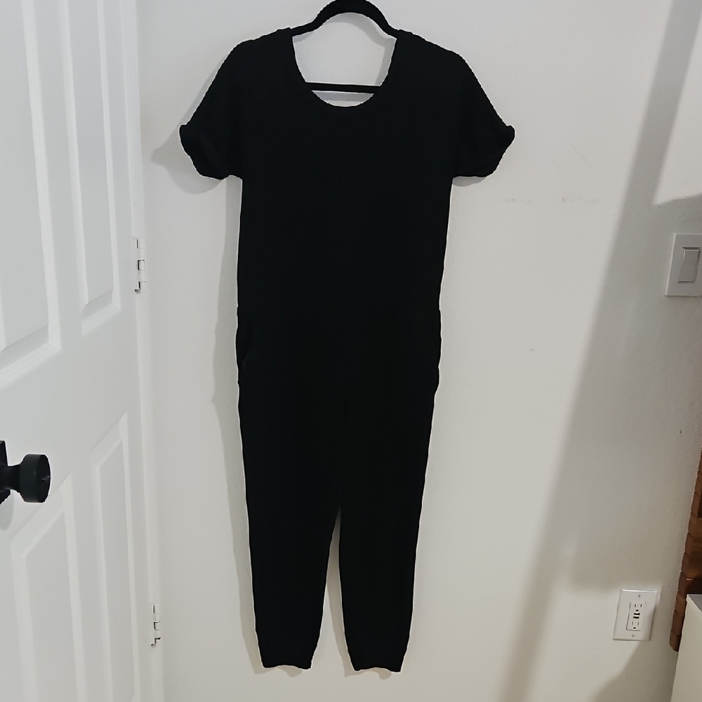 Theory Black Short Sleeve Jumpsuit